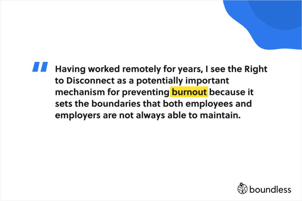 right to disconnect is an antidote to burnout when working remotely