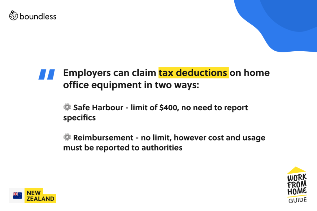 tax deductions for employers in New Zealand in the case of an employee working from home