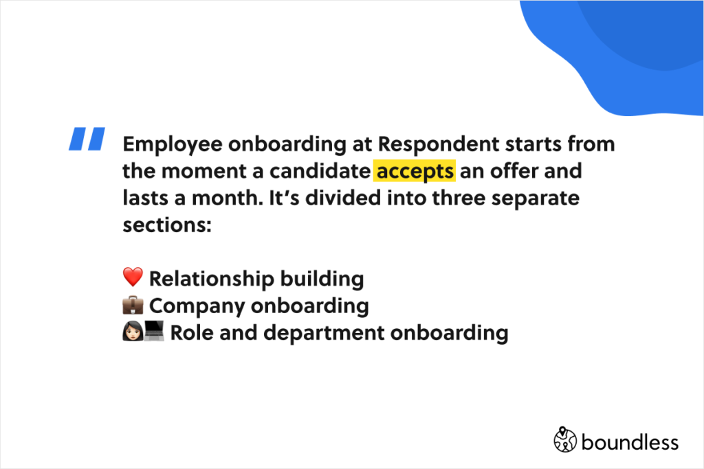 employee on boarding according to respondent