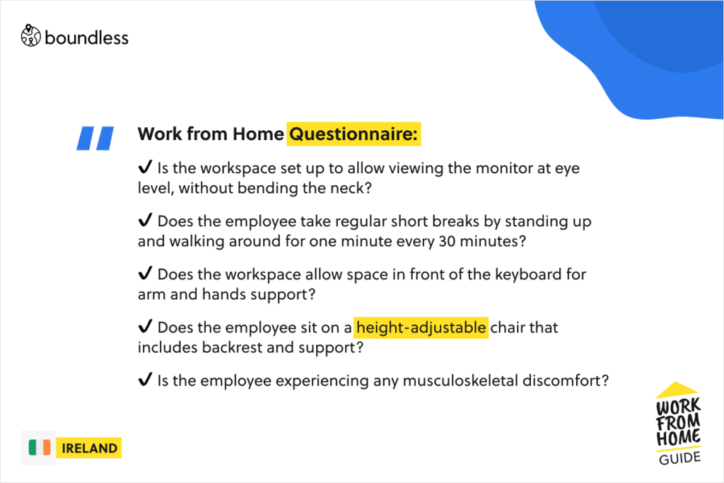 work from home Ireland questionnaire