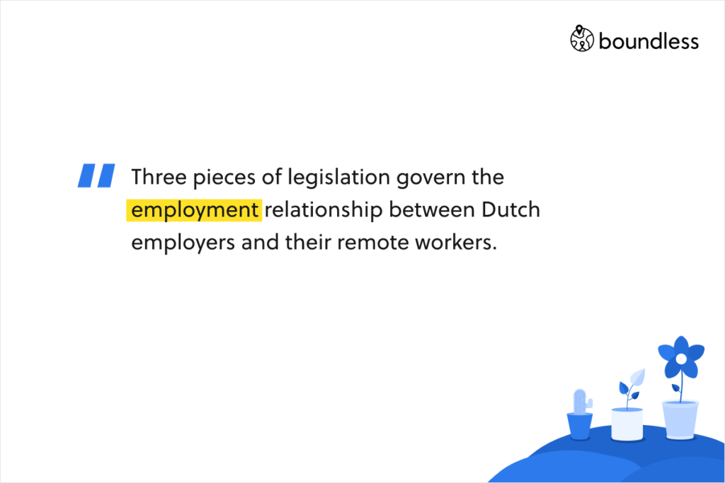 Three pieces of legislation govern the employment relationship between Dutch employers and their remote workers.