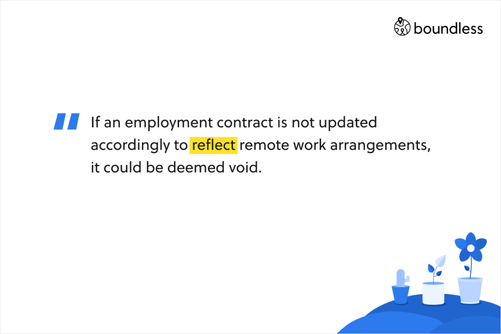 If an employment contract is not updated accordingly to reflect remote work arrangements, it could be deemed void.