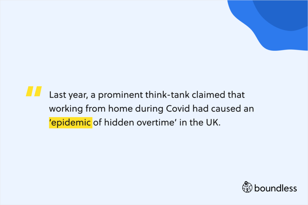 Last year, a prominent think-tank claimed that working from home during Covid had caused an ‘epidemic of hidden overtime’ in the UK.