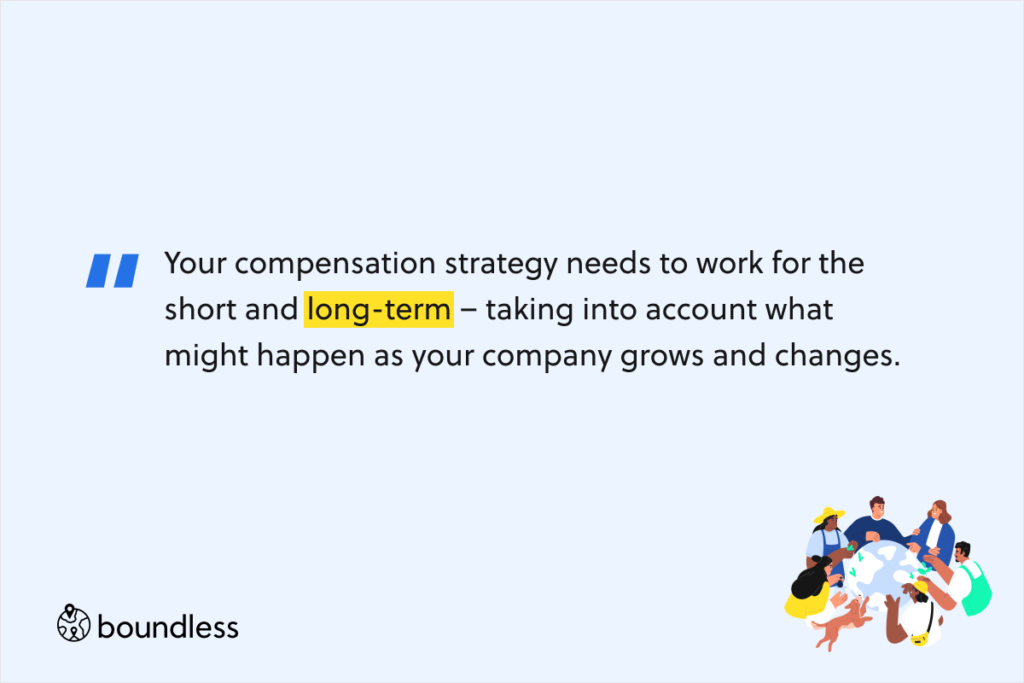 Your compensation strategy needs to work for the short and long-term – taking into account what might happen as your company grows and changes.