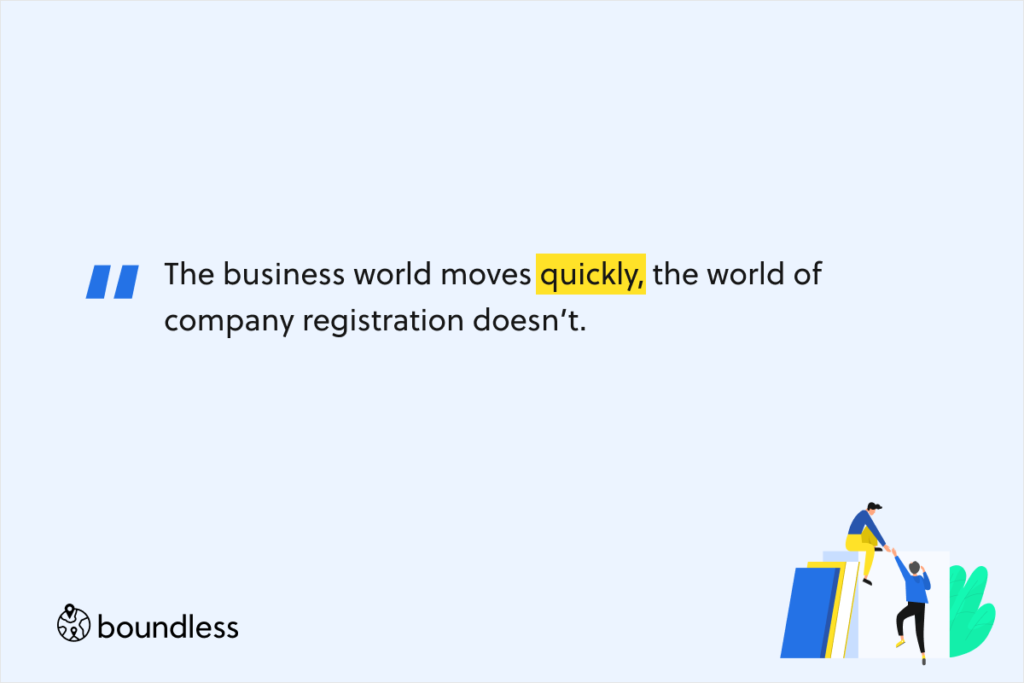 The business world moves quickly, the world of company registration doesn’t.