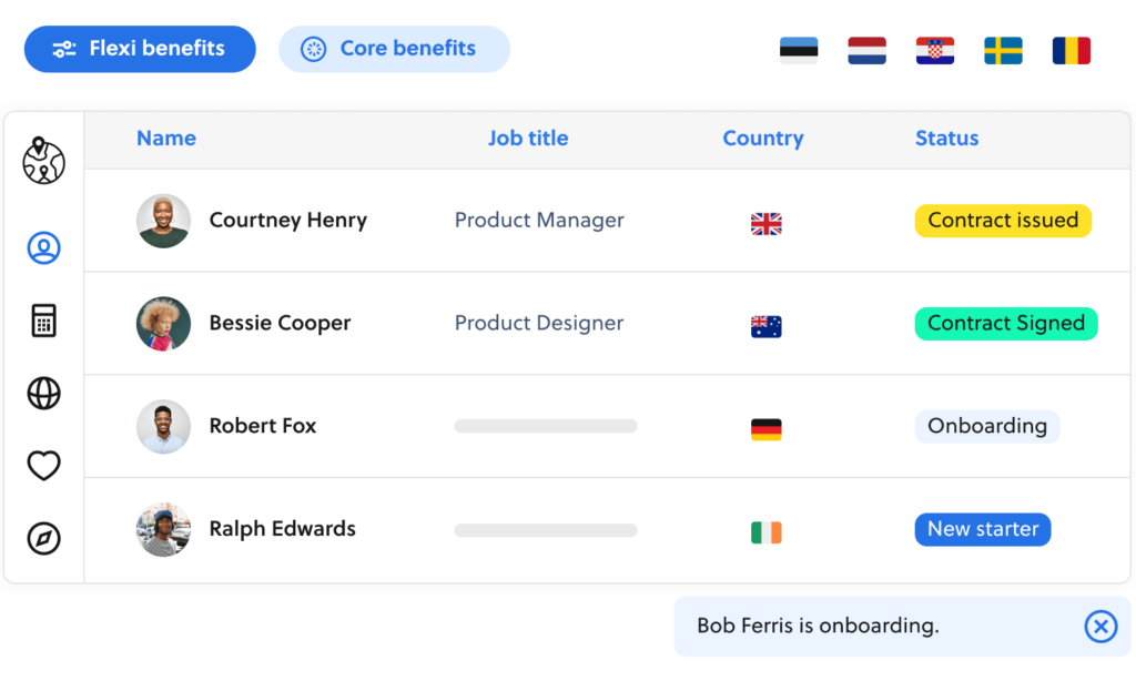 Product visual showing the Boundless dashboard and employee manangement