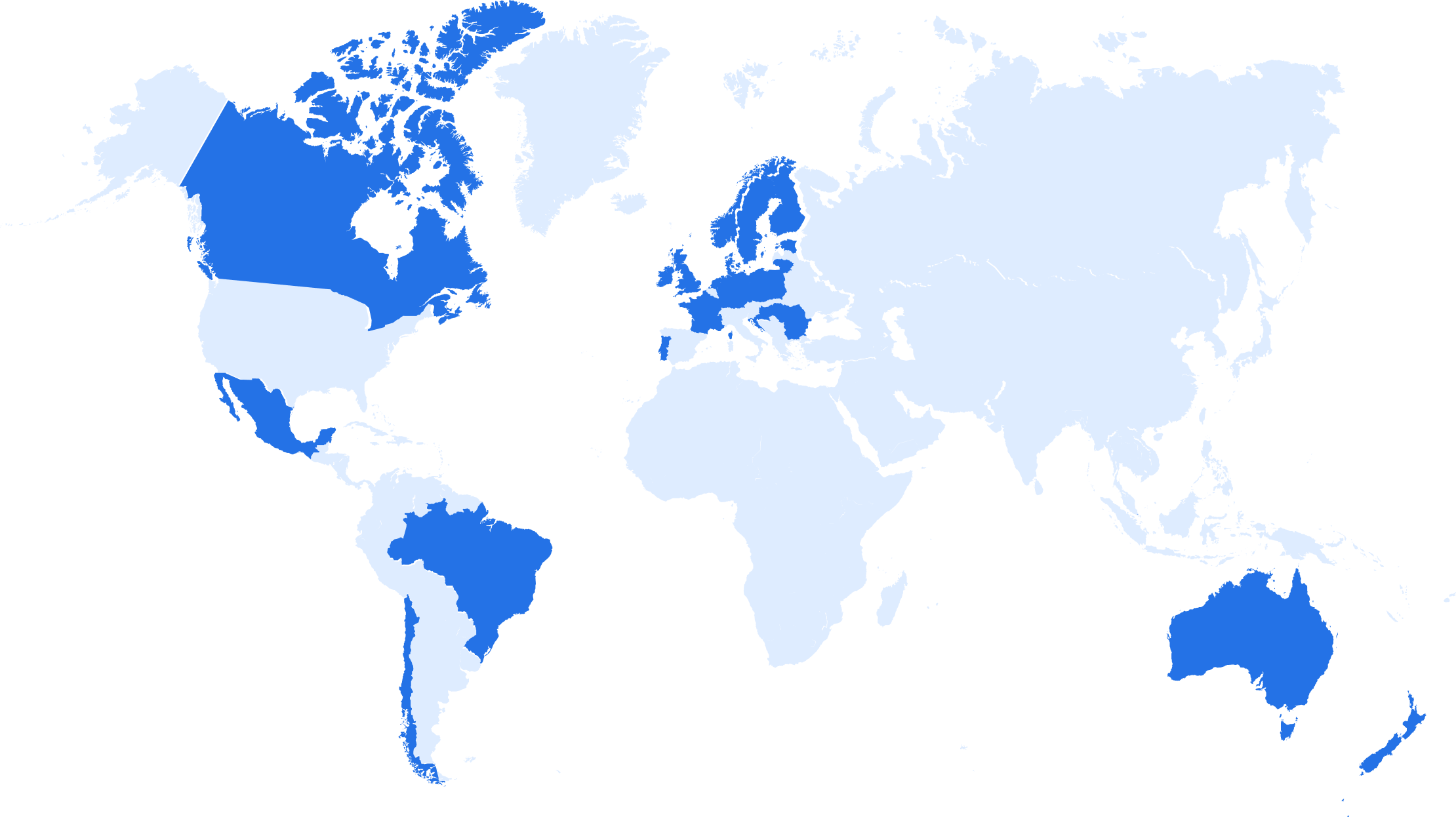 World map with highlighted countries where boundless offers employment